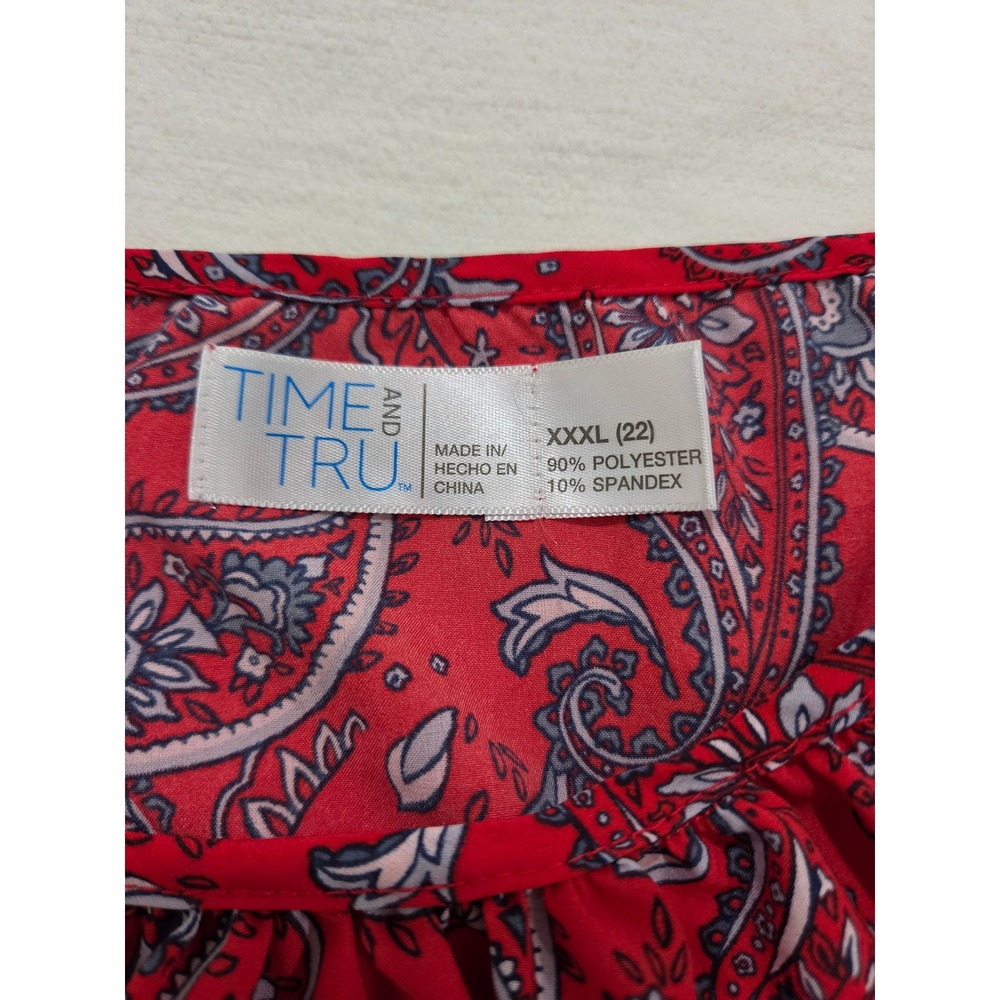 Time and Tru Womens XXXL 22 Red Paisley Spaghetti Strap Cami Tank Top - Picture 4 of 4